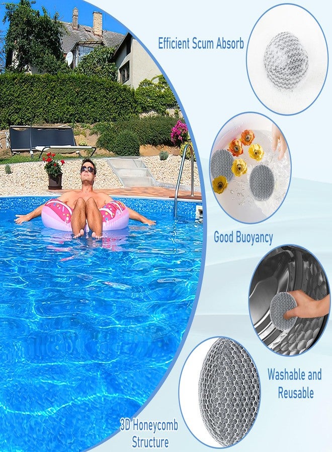 JULMELON Hot Tub Scum Absorber, 4 Pack Spa & Pool Scum Eliminating Balls Reusable Hot Tub Oil Absorbing Sponge Washable Scum Floating Filter to Keep Water Clear for Pool Bath Hot Tub Accessories(Gray) - Image 4